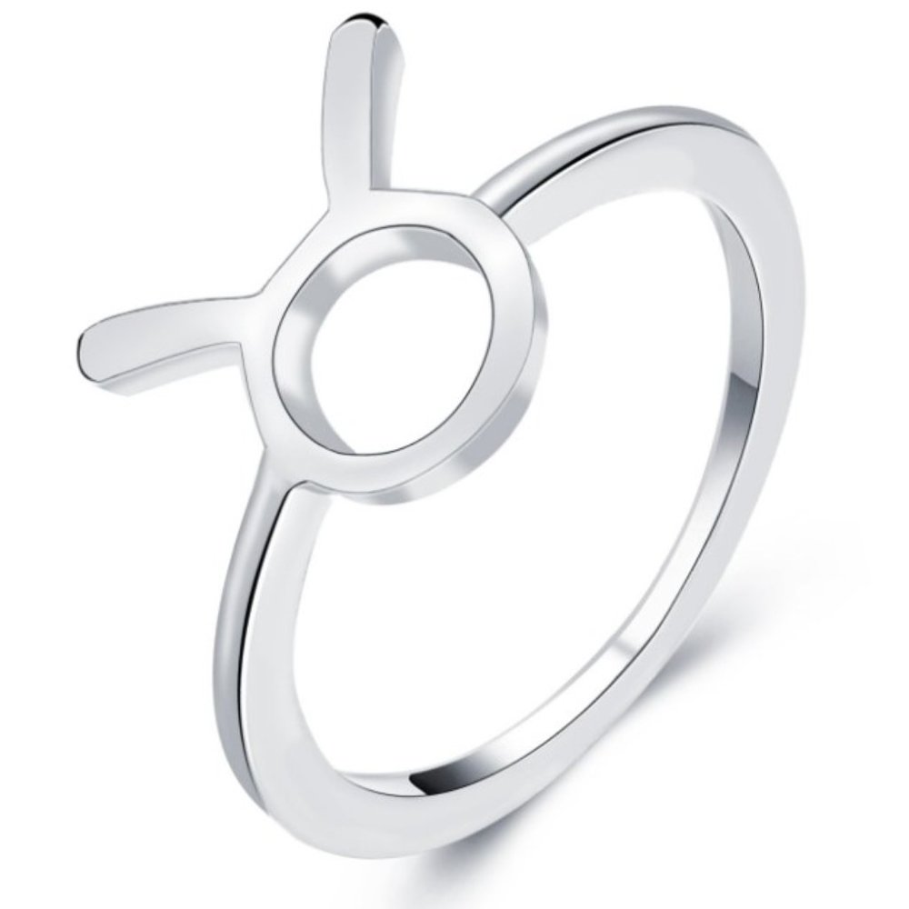 Zodiac Symbol Silver Ring - Taurus